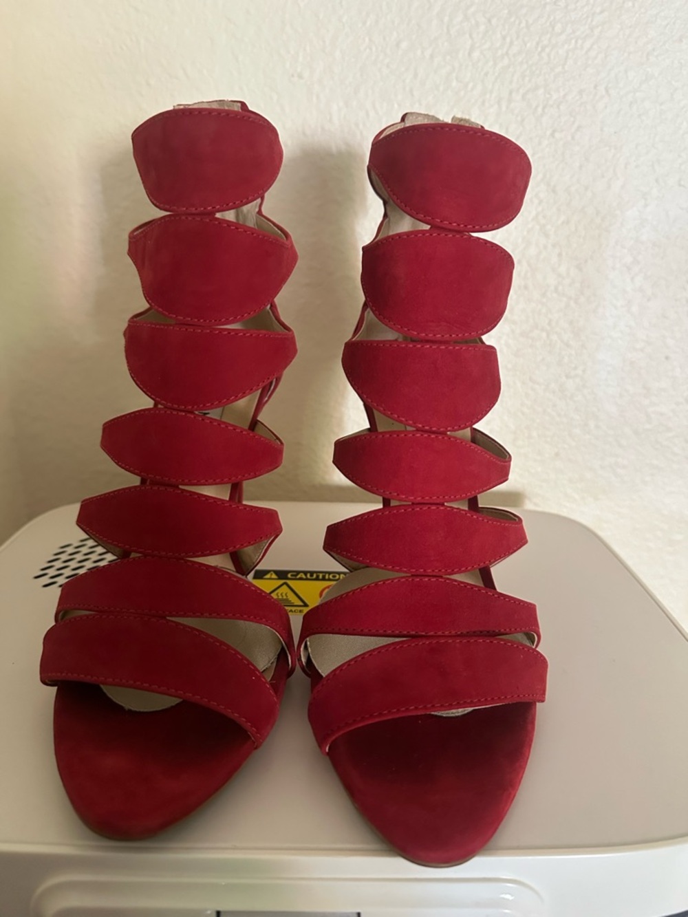 Steve Madden Red Strappy Suede High-Heel Sandals